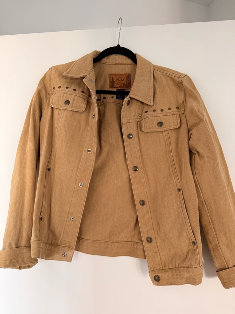 Ralph Lauren Tan/yellow Denim Jacket with Stud Accents